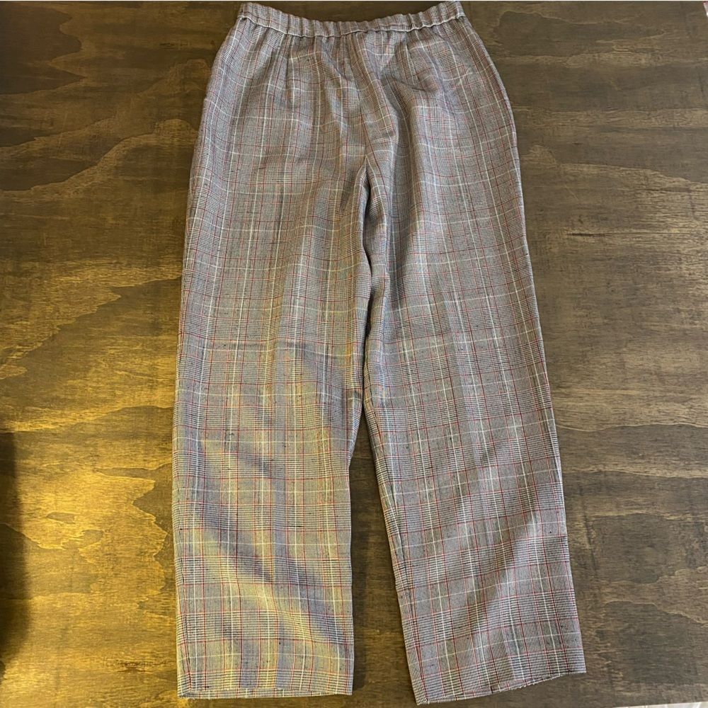 Vintage Plaid Gray and Red Straight Leg Pants - Picture 6 of 6